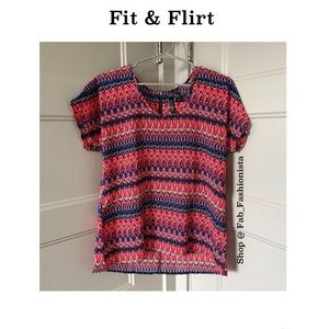 Fun & Flirt Vibrant Red and Blue Blouse